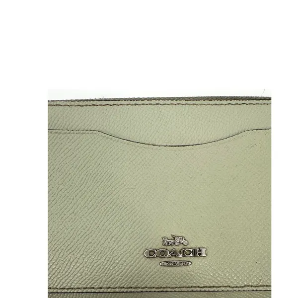 Coach Accordion Zip Wallet Women Sage Green‎ Leather Saffiano Textured Logo - Image 2