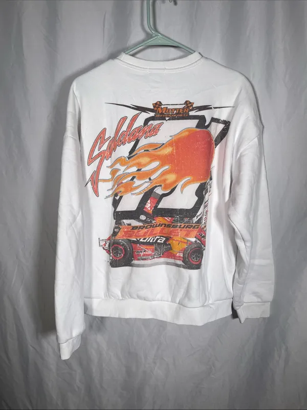 Edikted Womens Racing Graphic Crewneck Sweatshirt White Medium - Image 5
