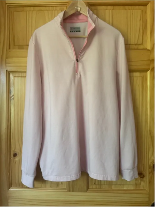 PGA Tour Light Pink striped Quarter-Zip Pullover size medium - Image 2