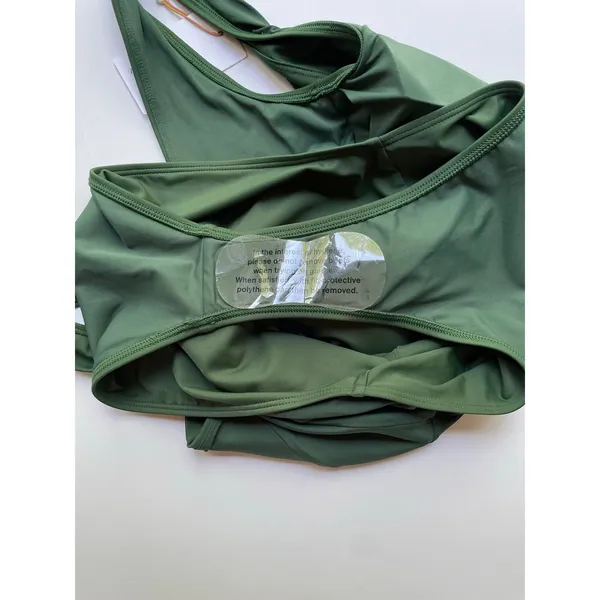 Quince Italian Plunge One-Piece Swimsuit Palm Green Size Medium NEW - Image 8