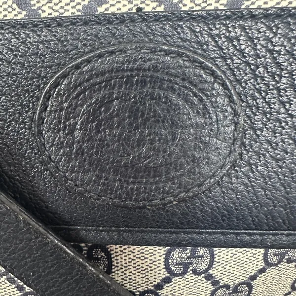 Gucci GG Monogram Vintage Crossbody Bag Medium Beige Blue Canvas Italy - Image 11