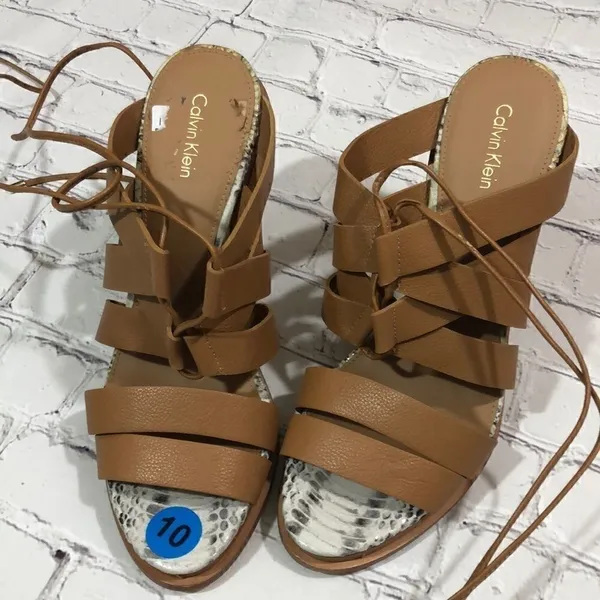 Calvin Klein Penelope tan strappy heels - Image 3
