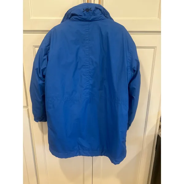 London Fog 2 in 1 Vintage Blue Puffer Parka Jacket Patterned Lining Womens M - Image 10