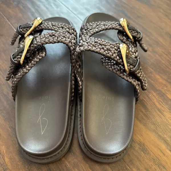 Women's Joie Waffle Braided Slide Sandals Brown Beach Resort Coastal Sz 8M - Image 4