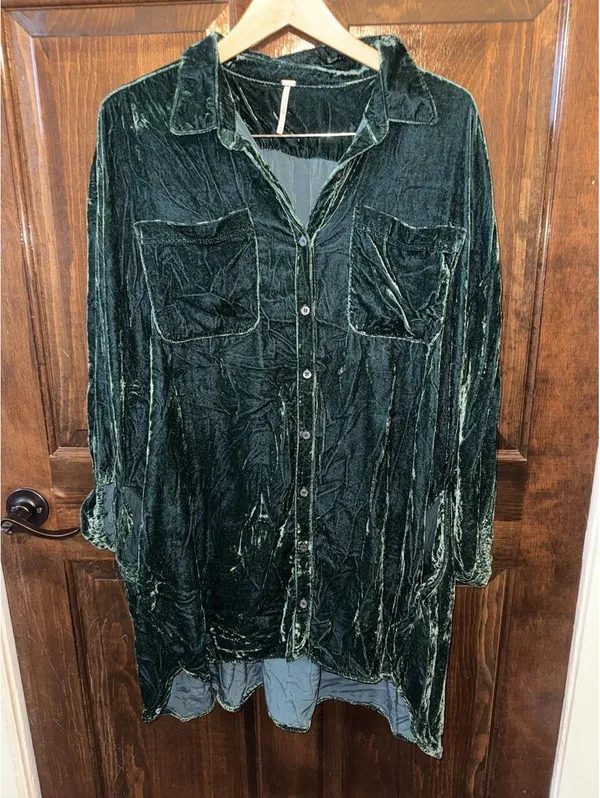 the Free People Lux Velvet Shirtdress - Image 2