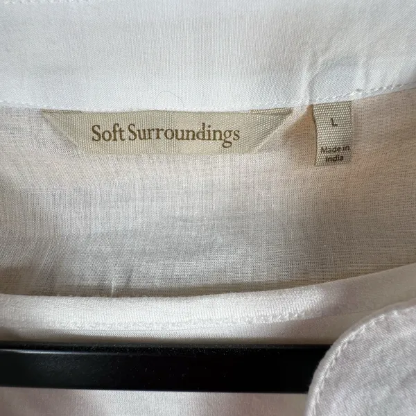 Soft Surroundings Embroidered Top & Tank Large Crochet White Summer Romantic‎ - Image 4