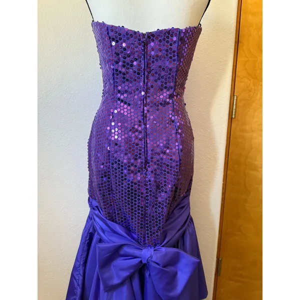 Vintage Dave & Johnny Joseph‎ Lara Purple Sequin Strapless Bow Prom Dress 5/6 - Image 5
