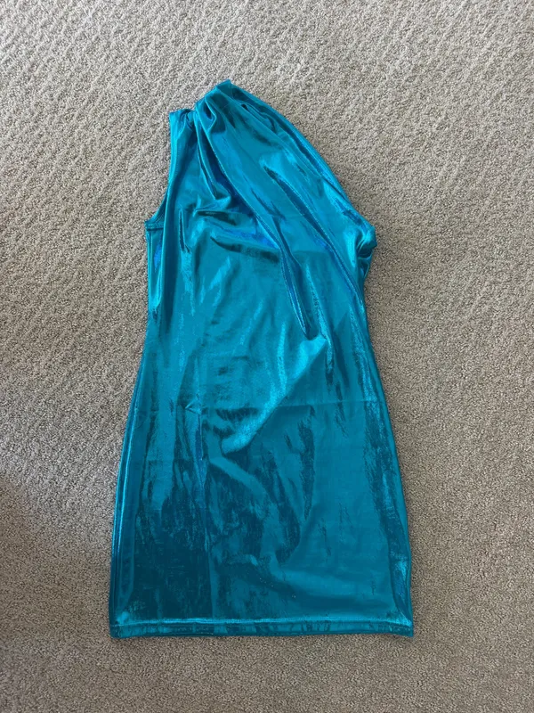 Amazon One sleeve aqua blue mini dress - Image 5