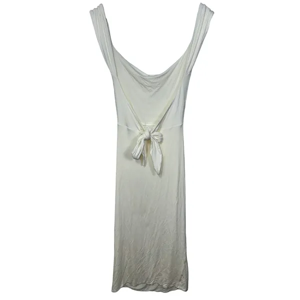NWT Babyboo Malina Ivory Cowl Neck Ruched Low Tie Back Midi Dress Womens Size S - Image 10