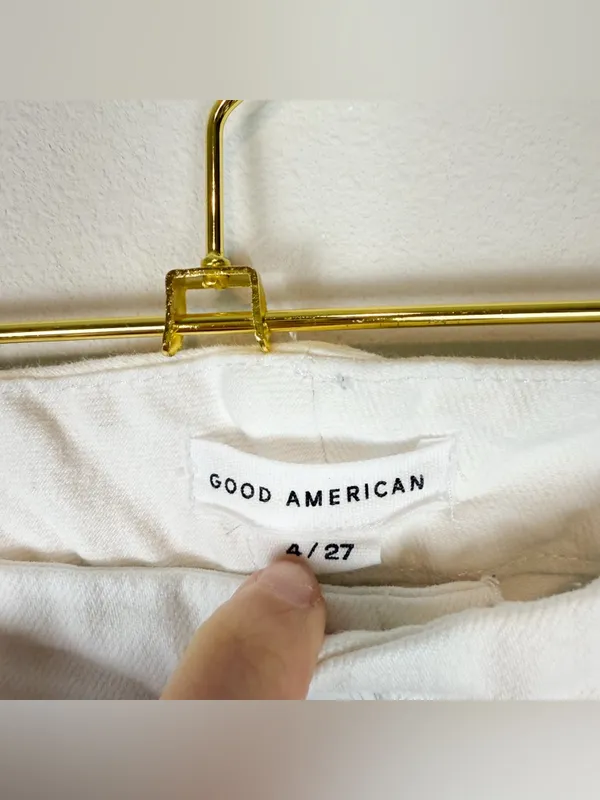Good American Good Straight High Rise Raw Hem White Jeans Size 4/27‎ - Image 9