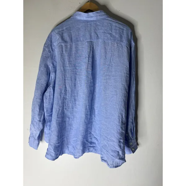 Gap blue collar oversized button down linen‎ shirt size XXL NWT - Image 2