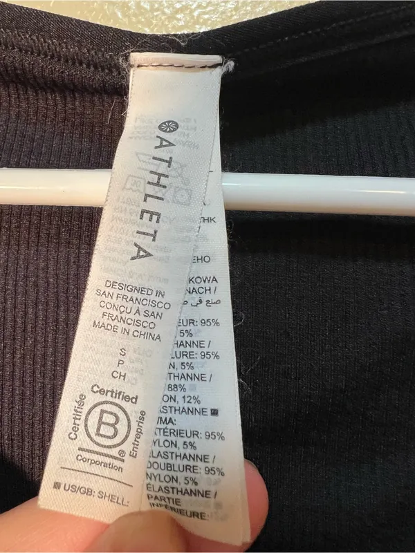 Athleta Womens Size Small Aurora Black Long-Sleeve Scoop Crop Top Ribbed Stretch - Image 7