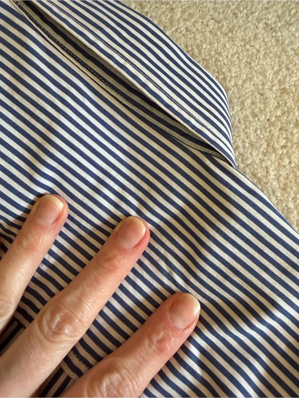Abercrombie & Fitch Y2K Blue Striped Fitted Button Down Shirt M - Image 11