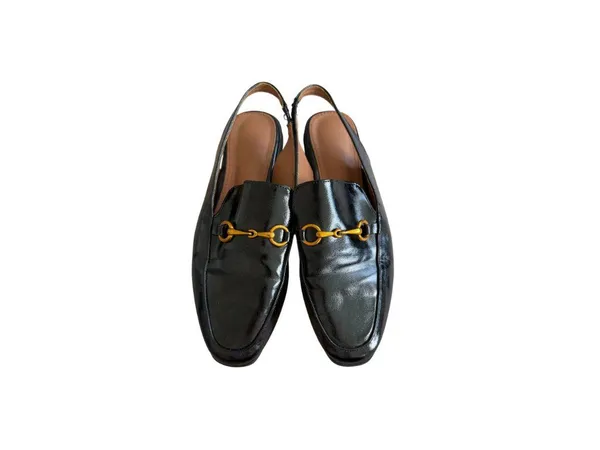 BLACK PATENT Slingback Loafer Flats Size 38 US 7.5 - Image 4