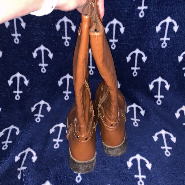 Wanted Lismore Tan Tall Boots With Strap & Stud Detail Inside Zip - Image 7