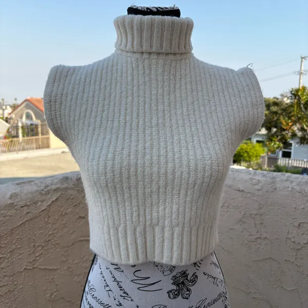 Staud Bette merino wool rib-knit cap sleeve turtleneck sweater size S small NEW - Image 5