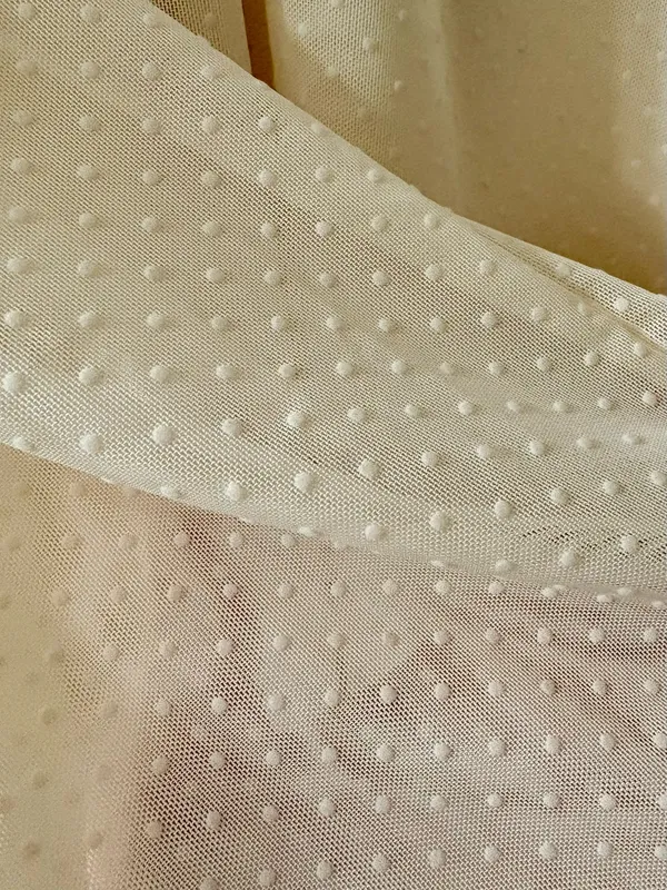 LOFT Ivory Sheer Dotted High Neck Blouse size L - Image 3