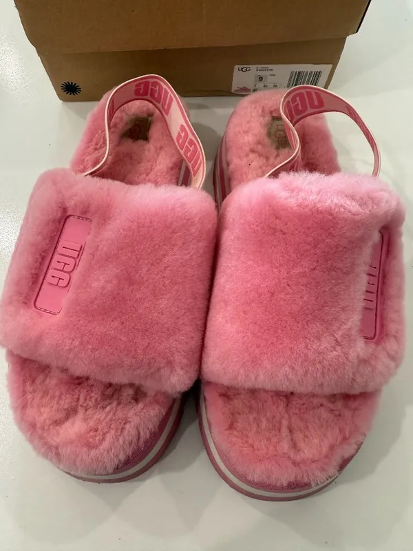 UGG Pink/White Disco Slide Size 9 Women's with Box - Image 3