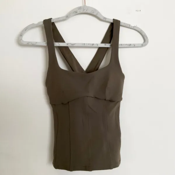 Alo Yoga Airbrush Sparks Fly Corset Tank Olive Tree S - Image 2