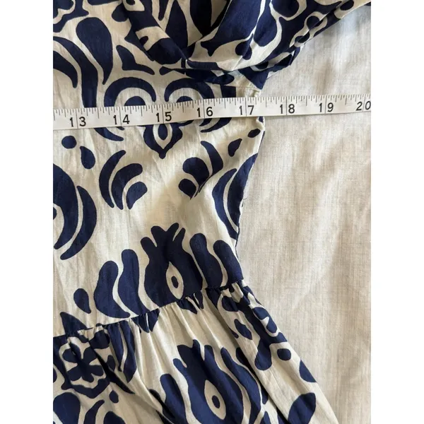 Zara Shirt Dress‎ Midi Dress Size XS White Blue Floral Cotton - Image 8
