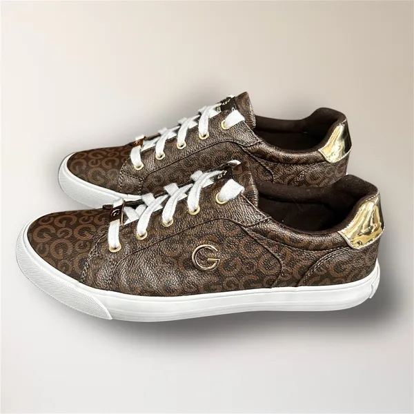 GBG Los Angeles 8.5M Brown Gold Monogram Sneakers‎ Metal Logo GGONARINJR Casual - Image 2