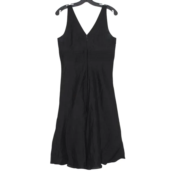 J Crew Little Black Dress Linen Midi Babydoll Y2K Minimalist Quiet Luxury 6‎ - Image 2