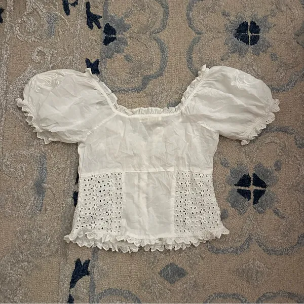 LoveShackFancy Bryant Top in Antique White - Image 2