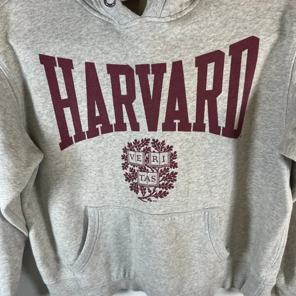 L.O.G.G. Harvard University Grey Hoodie Sweatshirt Pullover Hooded Top Size‎ M - Image 2
