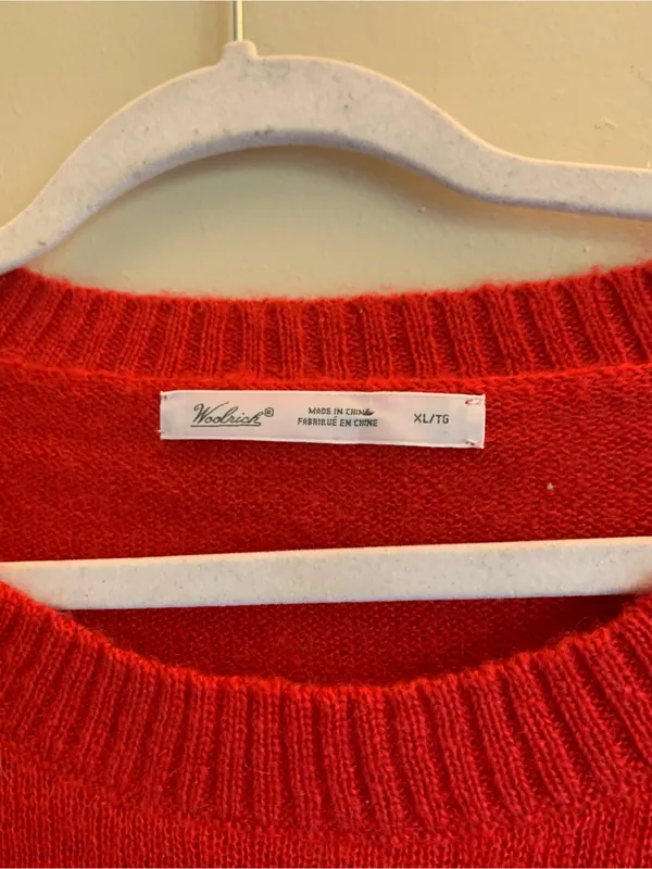 Woolrich Red Crewneck Sweater Top Shirt Women Size Large Winter Wool Blouse - Image 4
