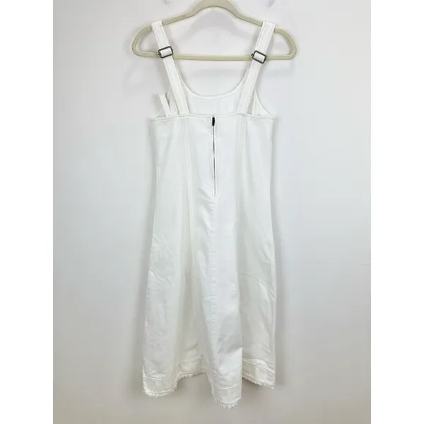 Madewell Denim Scoopneck Midi Dress Pure White Wash A Line Minimalist Small NWT - Image 13