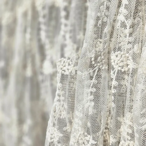 Ivory Lace Sheer Top Long Sleeve M - Image 3