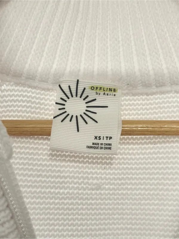 Aerie Offline Waffle Knit Quarter Zip - White - Image 4