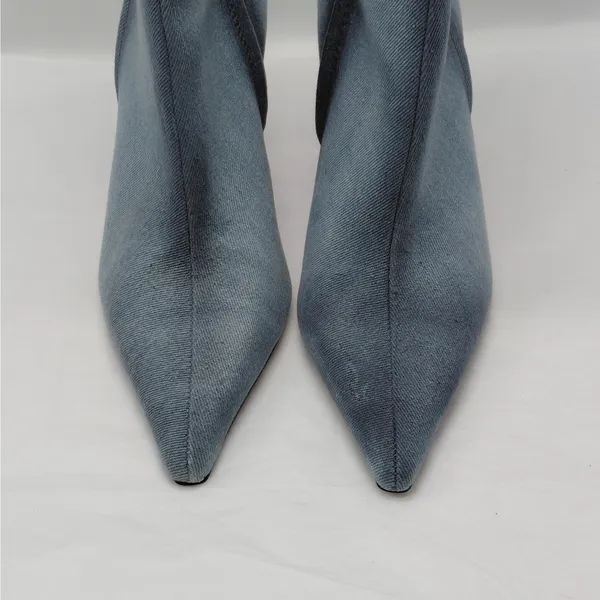Steve Madden Womens Denim Ankle Boots Size 9.5 Blue Pointed Toe Coastal Cowgirl - Image 8