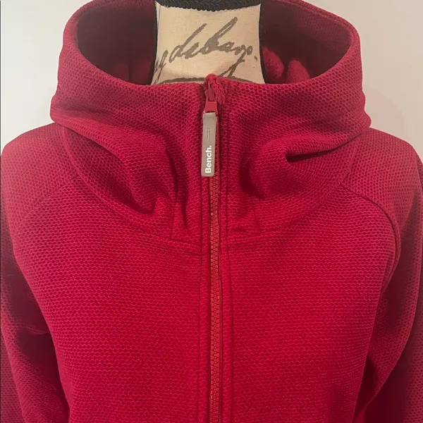 BENCH zip front textured fleece funnel neck hooded jacket L - Image 2