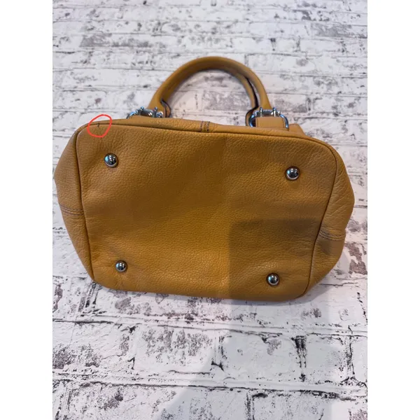 Tignanello Mustard Yellow Pebbled Leather Satchel Buckle Handbag Silver Hardware - Image 8