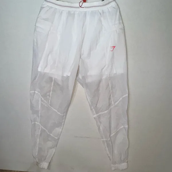 Gymshark Women's White Nylon Jogger Pants M Activewear Lightweight Pockets - Image 8