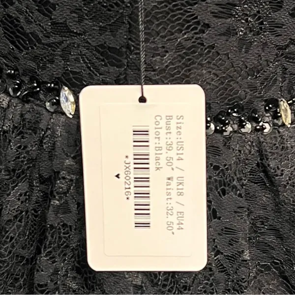 NWT JJs House Black Lace Floral Overlay V-Neck Sleeveless Beaded A-Line Dress 14 - Image 5