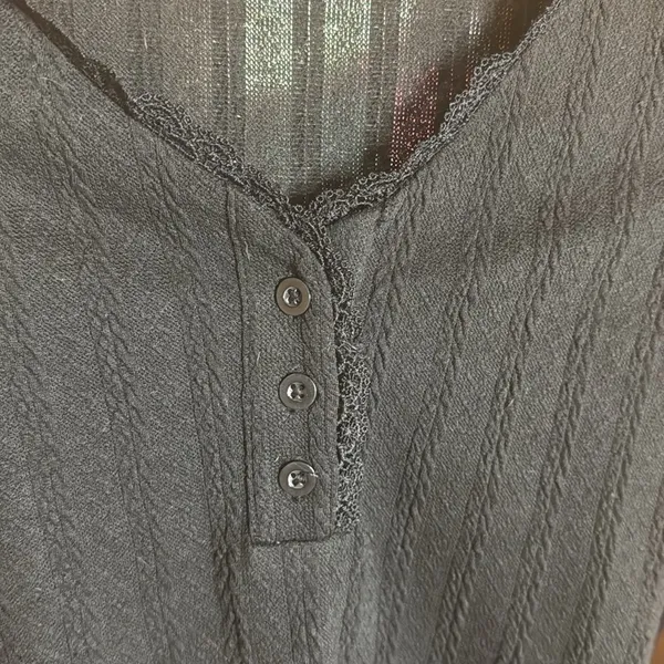 SHEIN Frenchy Lace Trim Button Front Cable Knit Tee Size XS - Image 4