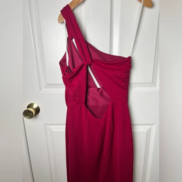 Katie May Pink One Shoulder Cut Out Back Edgy Maxi Dress Magenta Pink Medium - Image 8