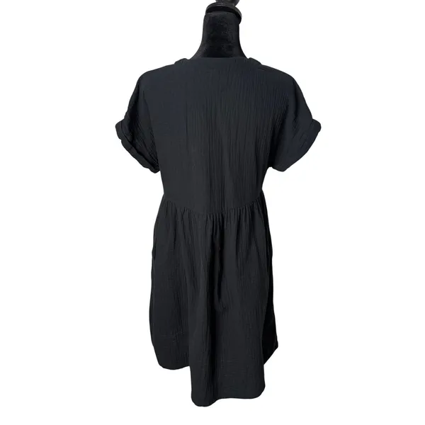 Universal Thread Cotton Gauze Babydoll Dress Womens XS Black BOHO Minimalist - Image 3