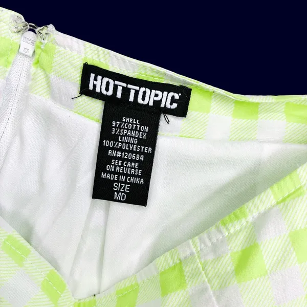 Hot Topic Green & White Gingham Lace Trim Bow Mini Skirt - Image 6