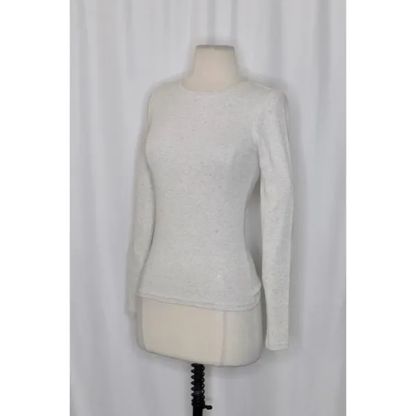 J. CREW Vintage Rib Long Sleeve T-Shirt Embellished Heathered Dove XXS XX-Small - Image 5