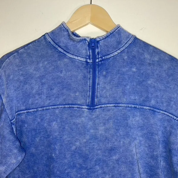 SO Lounge Life | Blue Stonewashed Quarter Zip Sweatshirt | Medium - Image 3