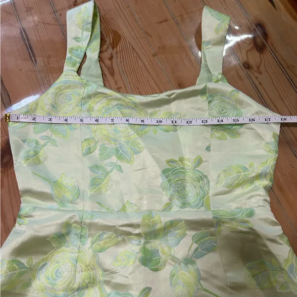 Lulus Brighter Side Light Green Floral Satin Jacquard Mini Dress - Image 5