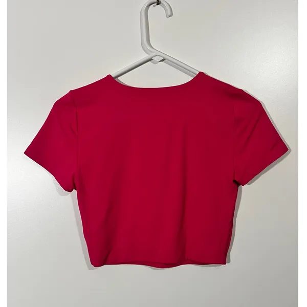 Aritzia Contour Crew Ribcage T-shirt Crop Top Size Medium Hot Pink - Image 4