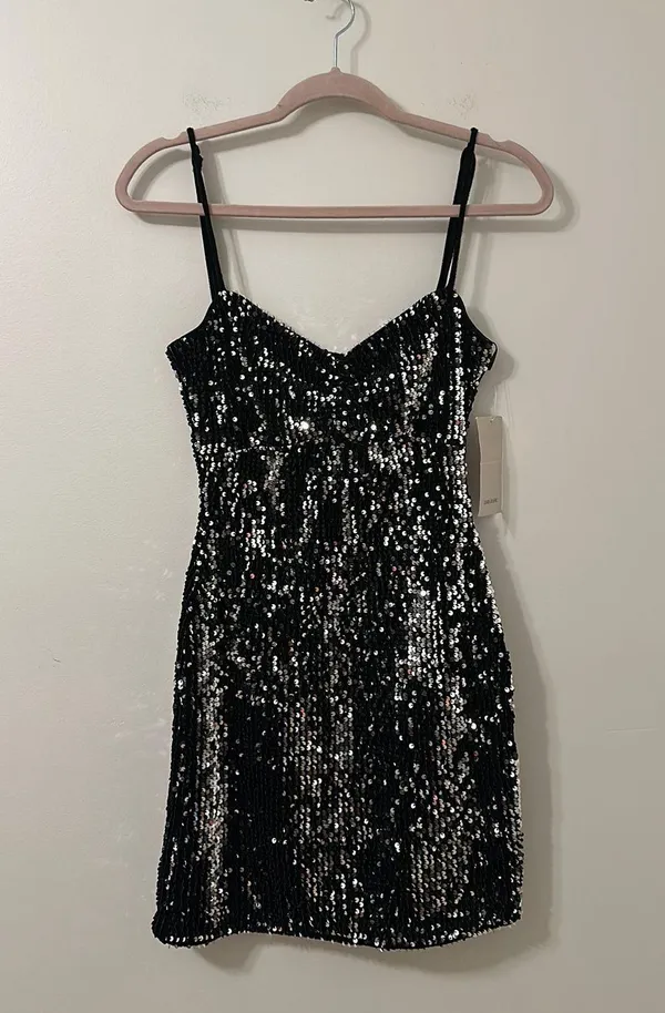 ZARA Black Sequin Mini Dress - Image 8
