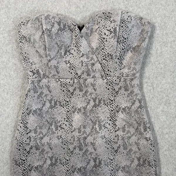 Haute Monde Women's Small Snake Print Strapless Bodycon Mini Dress Gray Black - Image 2