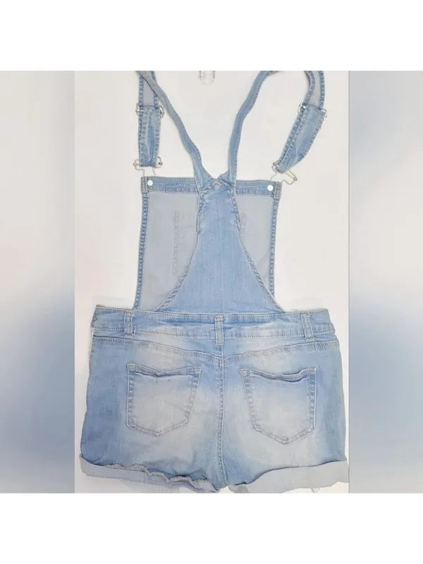 Wax Jean Blue Denim Overall Shorts Medium - Image 4