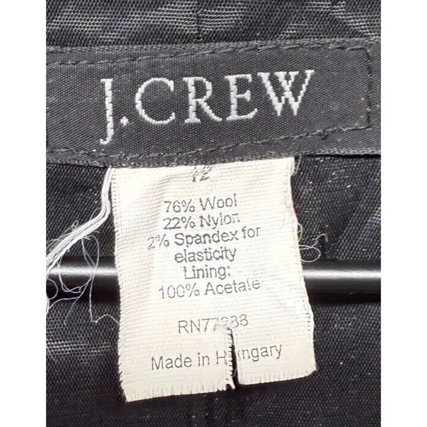 J‎ Crew Blazer Womens Sz 12 Gray Hidden Button Jacket Wool Stretch Preppy - Image 6
