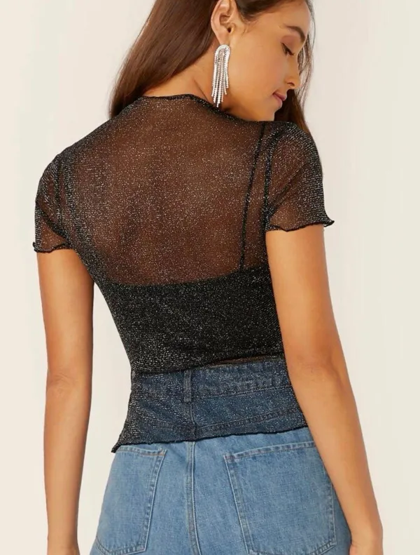 SheIn Glittery Sheer Top - Image 2